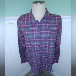 Woman's magenta and grey flannel
